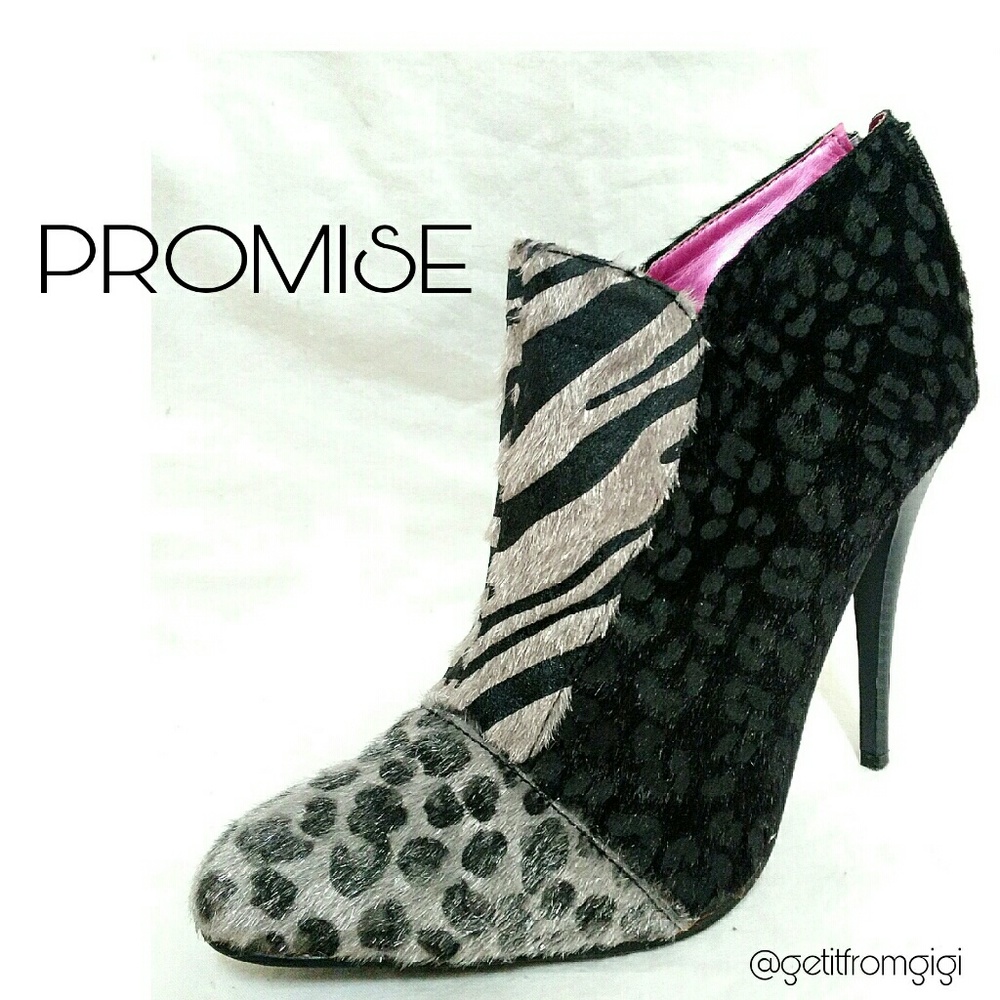 PROMISE Faux Fur Animal Print Booties.